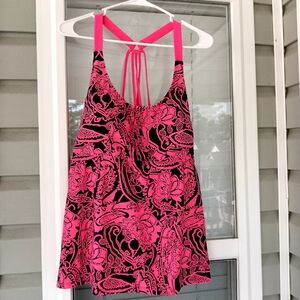 Pink and Black Women's Swim Top